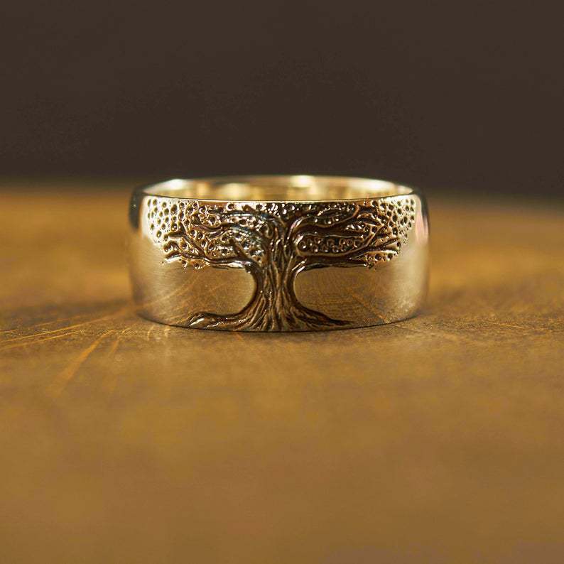 Retro Tree of Life Carved Ring – Boho Nature-Inspired Band