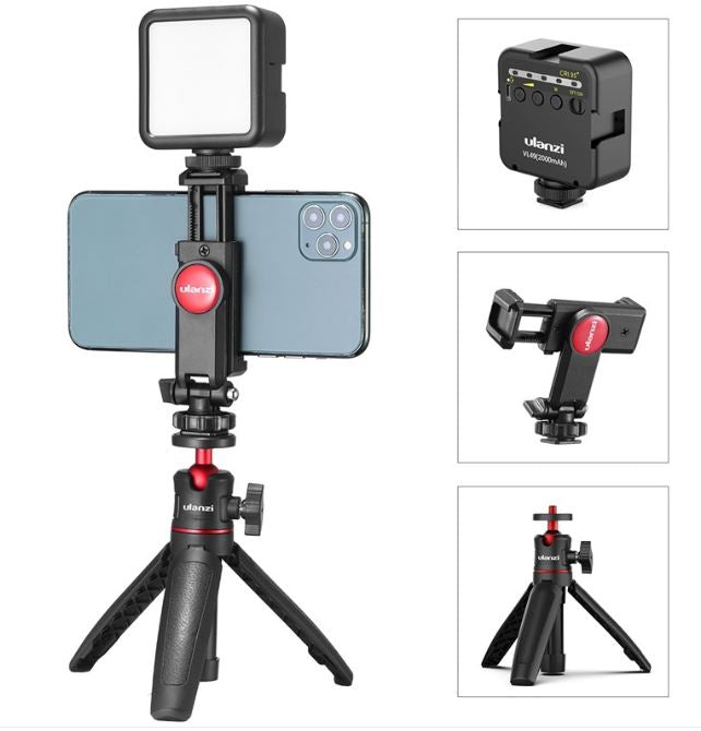 Vlog Selfie Stick with Fill Light & Live Streaming Bracket