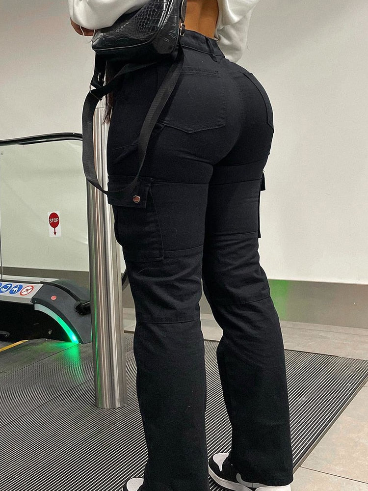 High Waist Cargo Pants – Trendy Multi-Pocket Utility Style