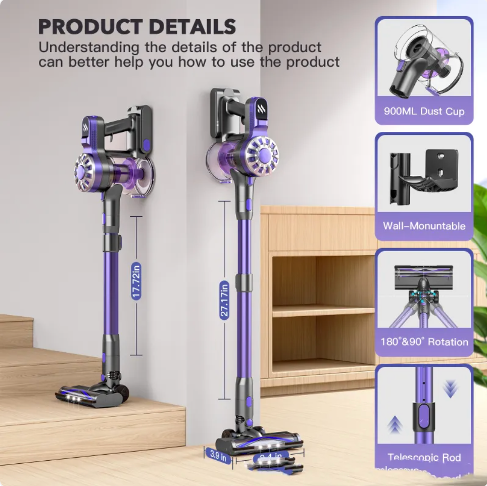 Portable Telescopic Vacuum Cleaner – Cordless Handheld Home Vacuum
