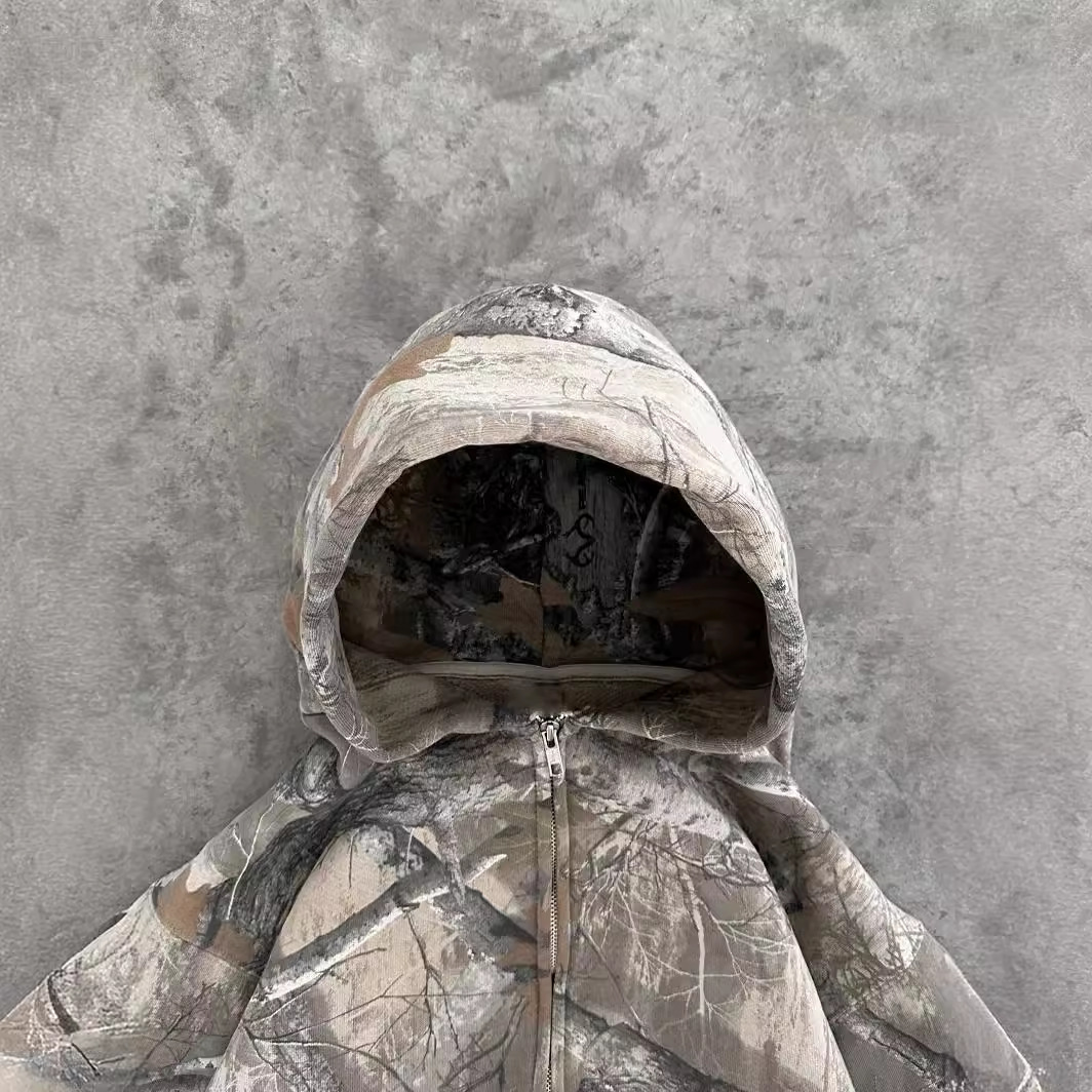 Urban Camo Retro Hoodie – Unisex Oversized Streetwear Pullover Sweatshirt