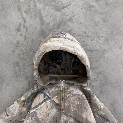 Urban Camo Retro Hoodie – Unisex Oversized Streetwear Pullover Sweatshirt