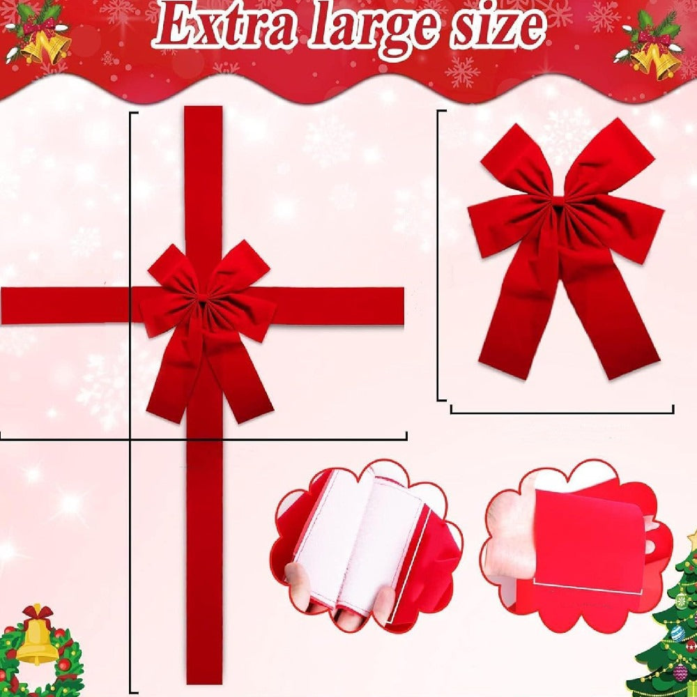 Christmas Door Hanging Bow Ribbon – Festive Holiday Wreath Decoration