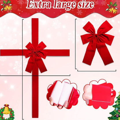Christmas Door Hanging Bow Ribbon – Festive Holiday Wreath Decoration