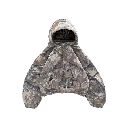 Urban Camo Retro Hoodie – Unisex Oversized Streetwear Pullover Sweatshirt