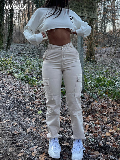 High Waist Cargo Pants – Trendy Multi-Pocket Utility Style