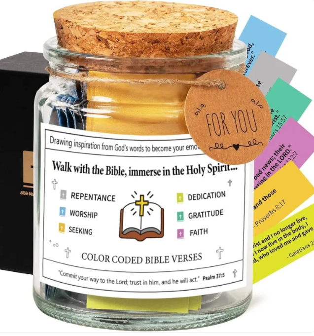 Faith &amp; Joy Verse Jar – Inspirational Scripture Cards for Daily Encouragement