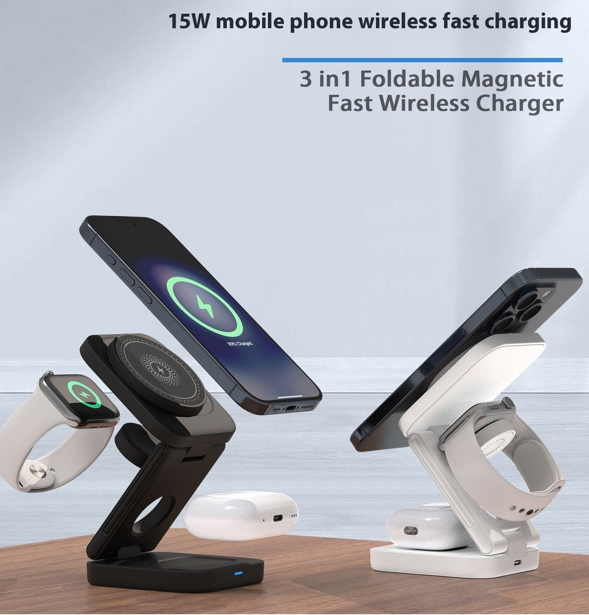 3-in-1 Foldable Wireless Charger – Charge Phone, Watch &amp; Earbuds at Once