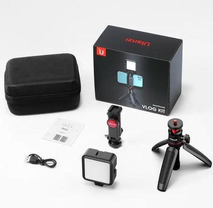 Vlog Selfie Stick with Fill Light &amp; Live Streaming Bracket