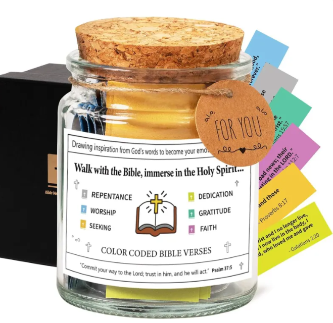 Faith &amp; Joy Verse Jar – Inspirational Scripture Cards for Daily Encouragement