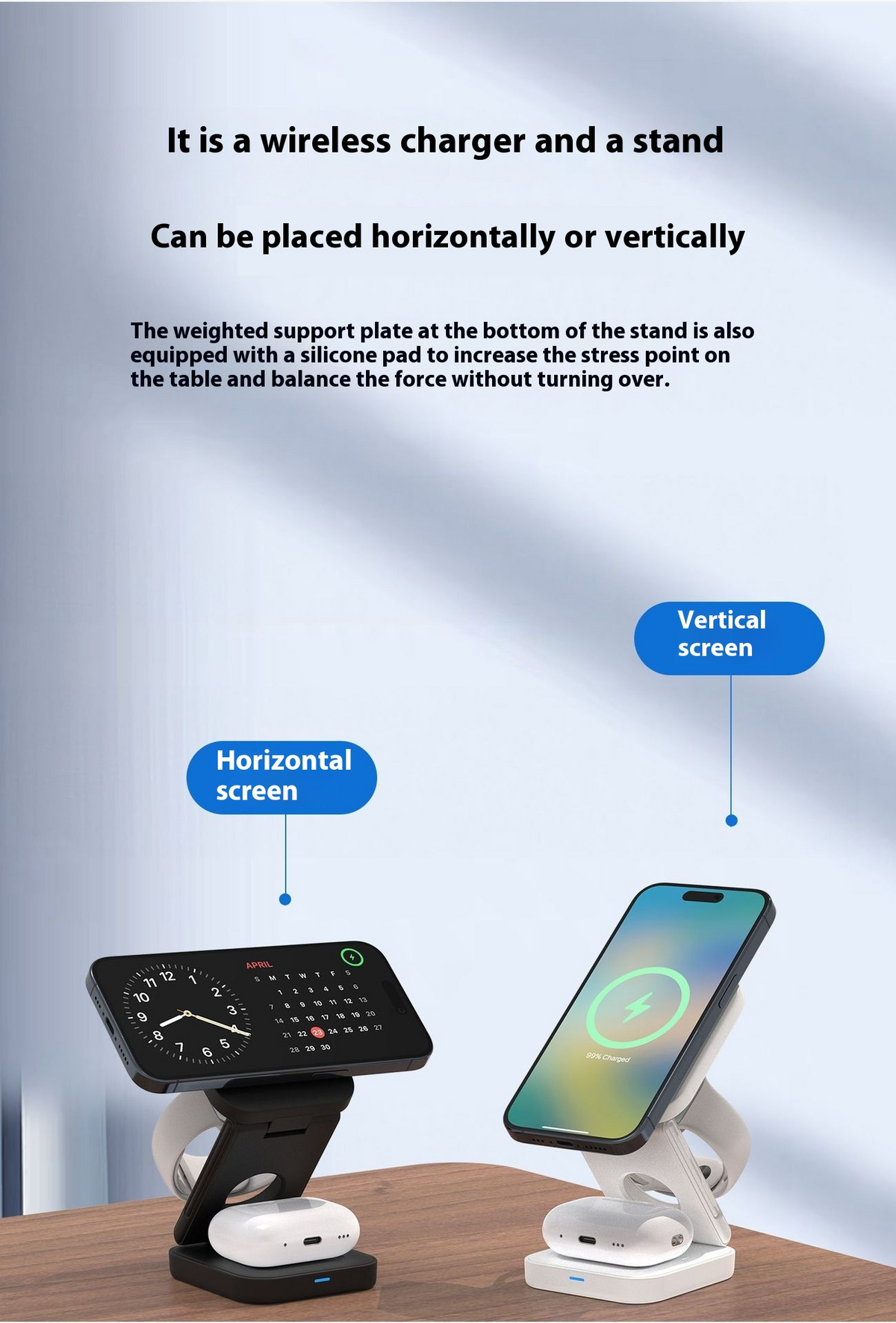 3-in-1 Foldable Wireless Charger – Charge Phone, Watch &amp; Earbuds at Once