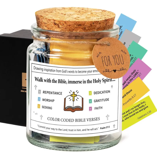Faith &amp; Joy Verse Jar – Inspirational Scripture Cards for Daily Encouragement