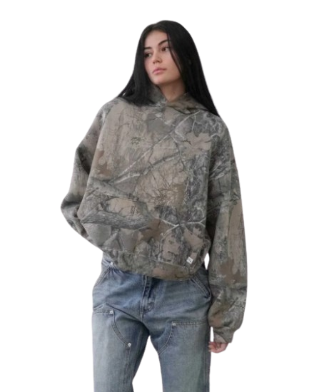 Urban Camo Retro Hoodie – Unisex Oversized Streetwear Pullover Sweatshirt