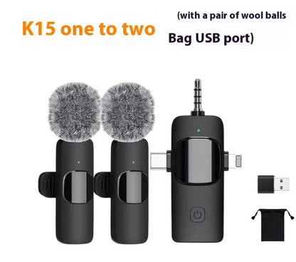 Wireless Collar Clip Microphone – 3-in-1 Mini Lapel Mic with 3.5mm Connector
