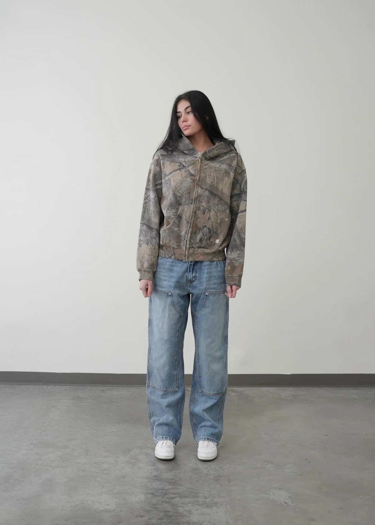 Urban Camo Retro Hoodie – Unisex Oversized Streetwear Pullover Sweatshirt