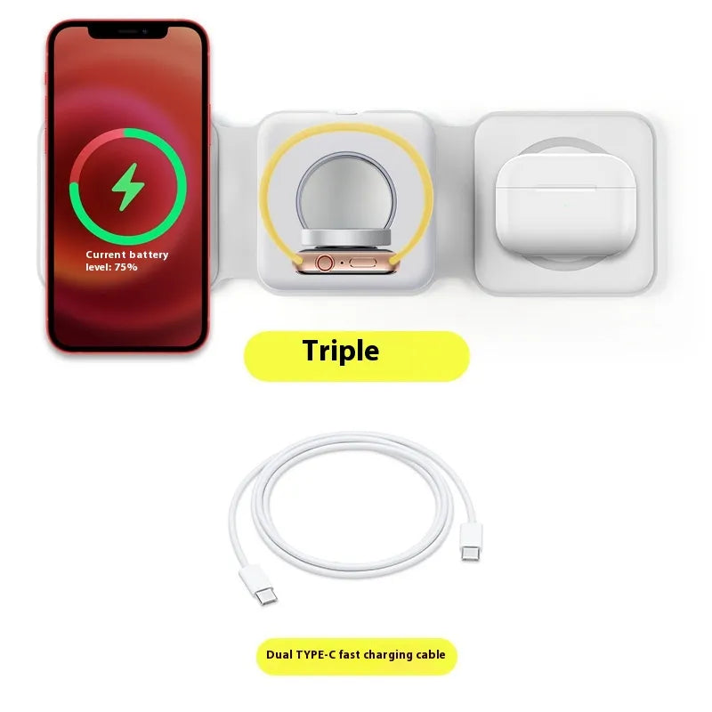 3-in-1 Magnetic Wireless Charging Folding Phone Stand