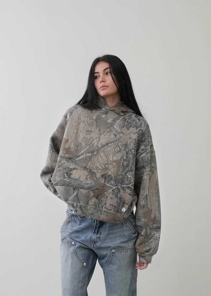 Urban Camo Retro Hoodie – Unisex Oversized Streetwear Pullover Sweatshirt