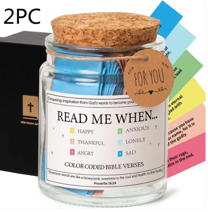 Faith &amp; Joy Verse Jar – Inspirational Scripture Cards for Daily Encouragement