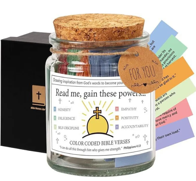 Faith &amp; Joy Verse Jar – Inspirational Scripture Cards for Daily Encouragement