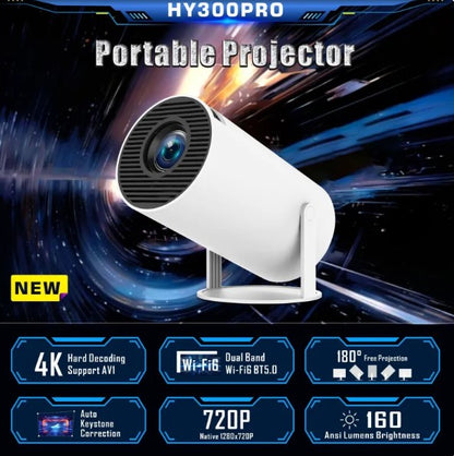 HY300 Pro 4K-Ready Smart Projector – Home Theater in Any Room