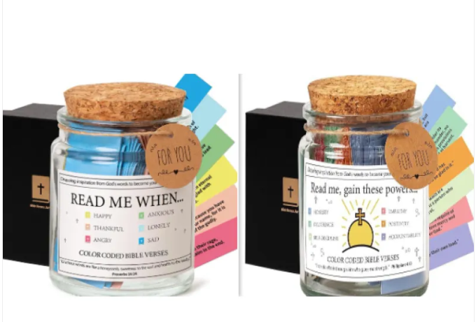 Faith &amp; Joy Verse Jar – Inspirational Scripture Cards for Daily Encouragement