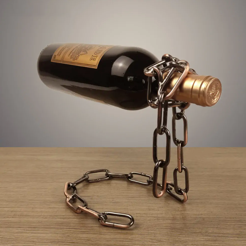 Iron Chain Wine Bottle Holder – Unique Decorative Wine Rack Display Stand